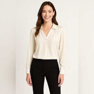 NWT White House Black Market Cream Blouse